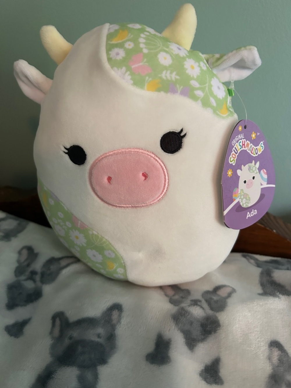 Squishmallows Ada Cow Plush - White, Pink, Green, Yellow, Purple